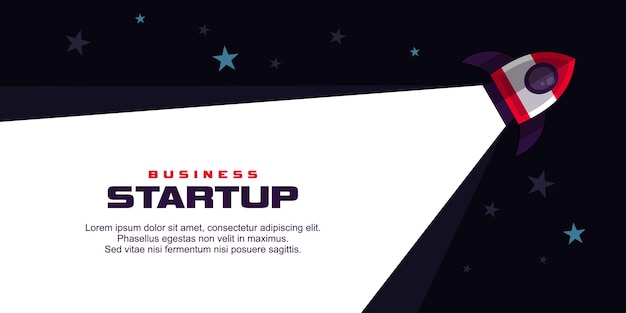 Vector spaceship business startup banner template