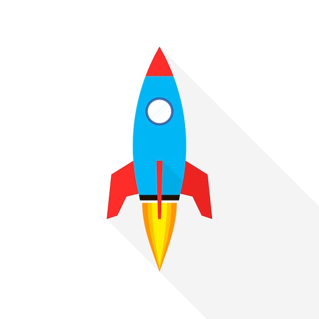 Spaceship icon in flat design. Vector illustration.