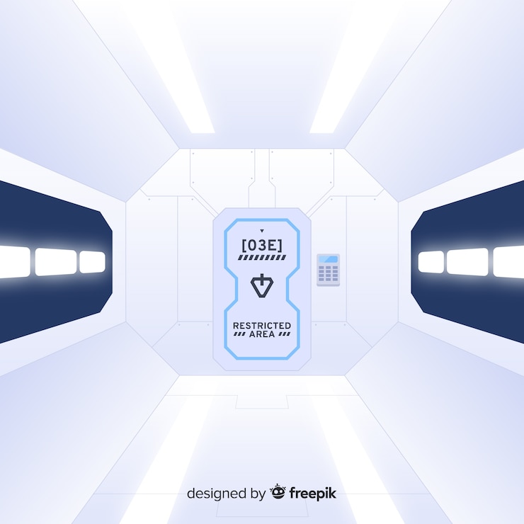 Vector 太空船內部背景,平面設計