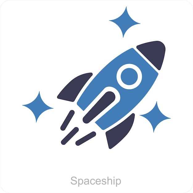 Spaceship and launch icon concept