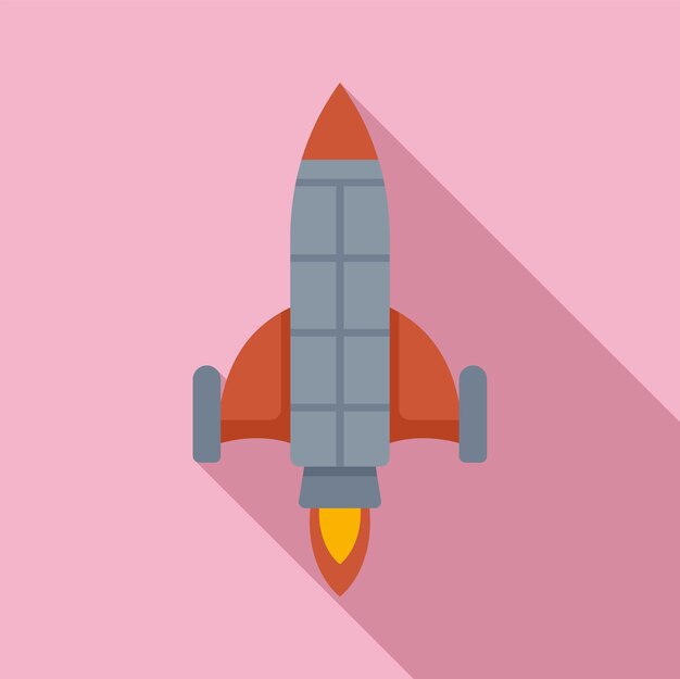 Vector spaceship launch icon flat vector space fire crash craft