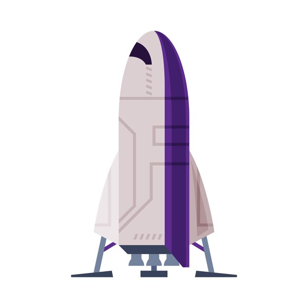 벡터 spaceship space rocket astronautics and space exploration technology flat style vector illustration on white background