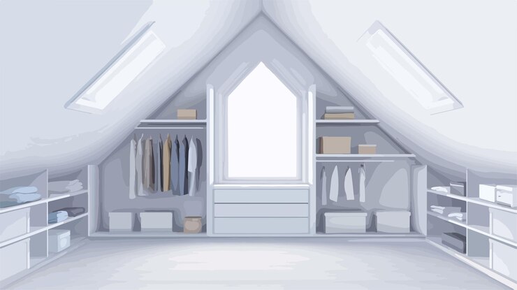 Vector spacious white closet for clothes and things
