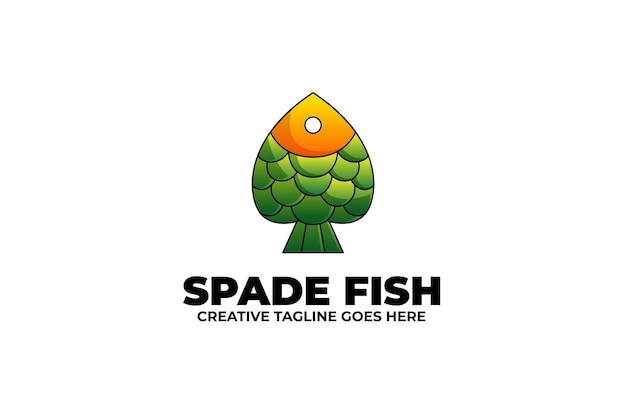 Vector spade fish mascot-logo in aquarelstijl