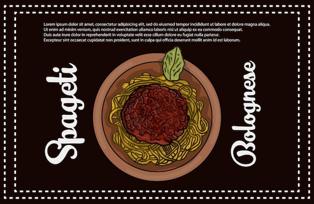 Spaghetti bolognese illustration in doodle style