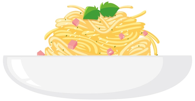 Vector spaghetti carbonara in a bowl