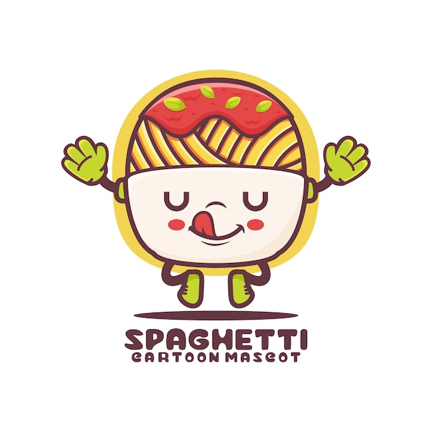 Spaghetti cartoon mascot Italian pasta vector illustration