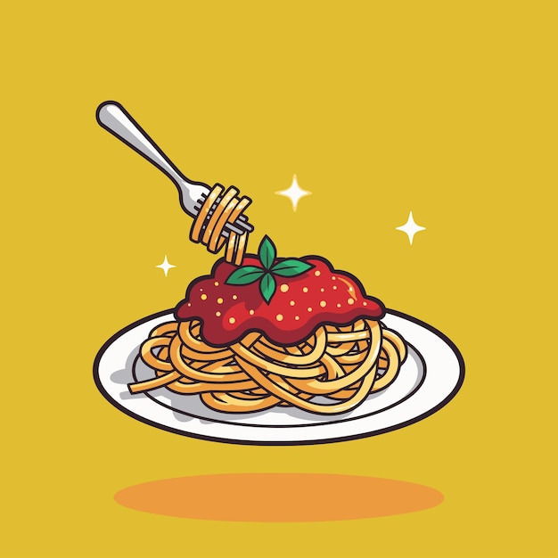 spaghetti cartoon vector illustration fast food concept isolated vector