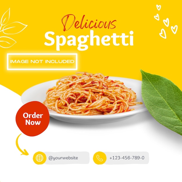 Modello di menu per spaghetti molto interessante