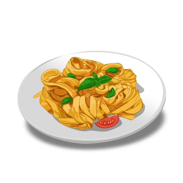 Vettore icona di vettore del fumetto della pasta degli spaghetti