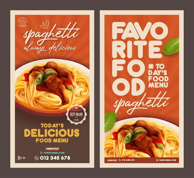 Spaghetti pasta fast food banner vector