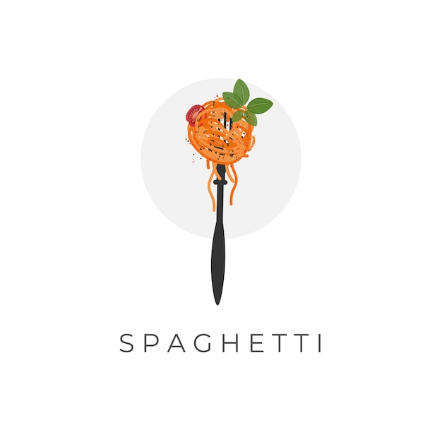 Spaghetti Pasta Illustratie Logo Met Vork