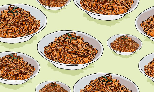 Vettore disegno del fondo del modello senza cuciture degli spaghetti