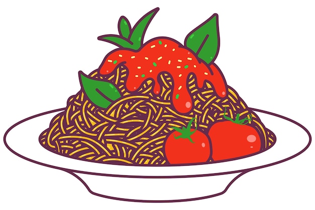 Vector spaghetti vector cartoon illustratie geïsoleerd op een witte achtergrond