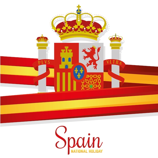 Вектор Фон испании с флагом и щитом. векторная иллюстрация