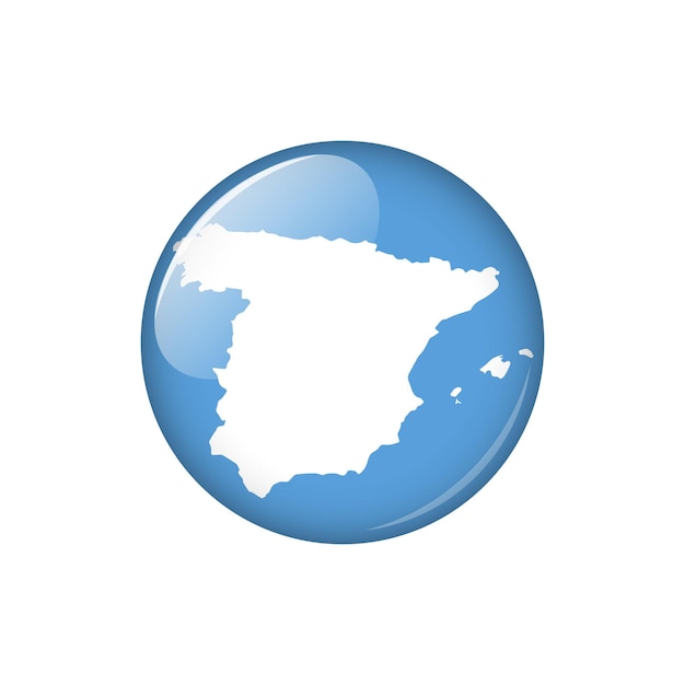 Spain Circle Button Country Map Vector Template