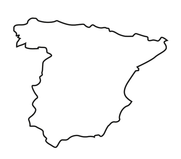Spain contour map silhouette outline sketch Vector illustration
