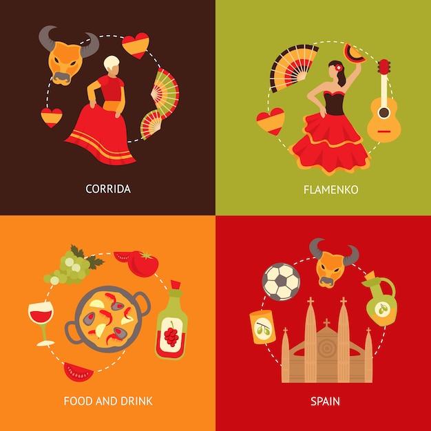 Vector spain elements composition set