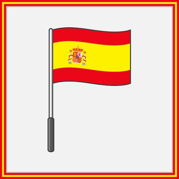 Spain Flag Cartoon Vector Illustration Flag of Spain Flat Icon Outline