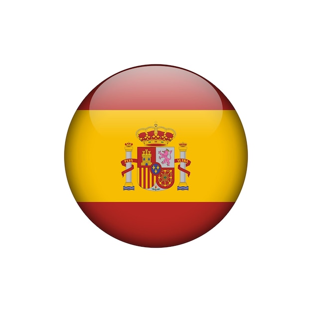 Spain Flag Circle Button Vector Template