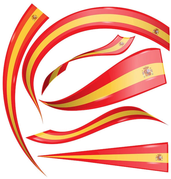 Vector spain flag set on white background