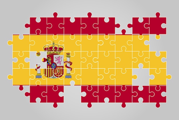 지그 소 퍼즐 벡터 퍼즐 지도 어린이 위한 스페인 국기의 스페인 국기 모양