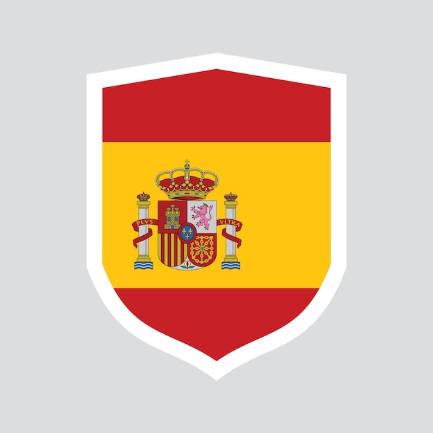 Vector spain flag in shield shape frame