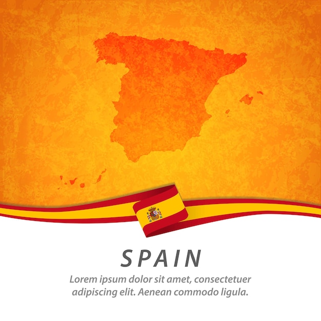 Vector spain flag with central map