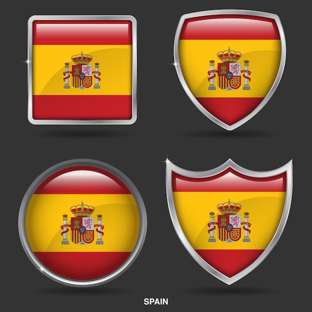 Bandiere della spagna in 4 shape icon