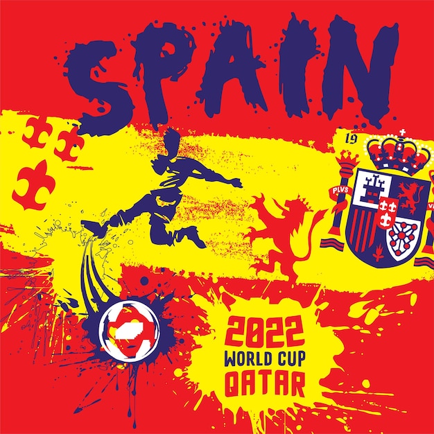 Vector spain football soccer poster illustration for 2022 world cup qatar design