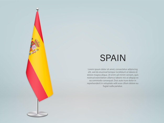 Spain hanging flag on stand Template forconference banner