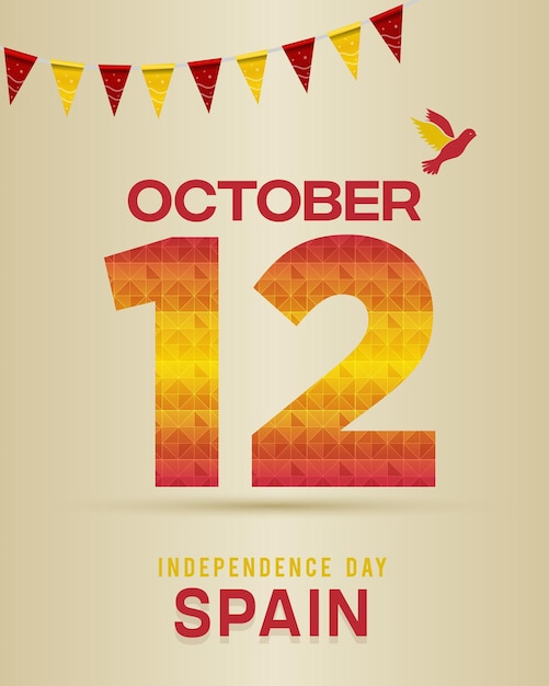 Vector spain independence day illustration with peace bird symbol