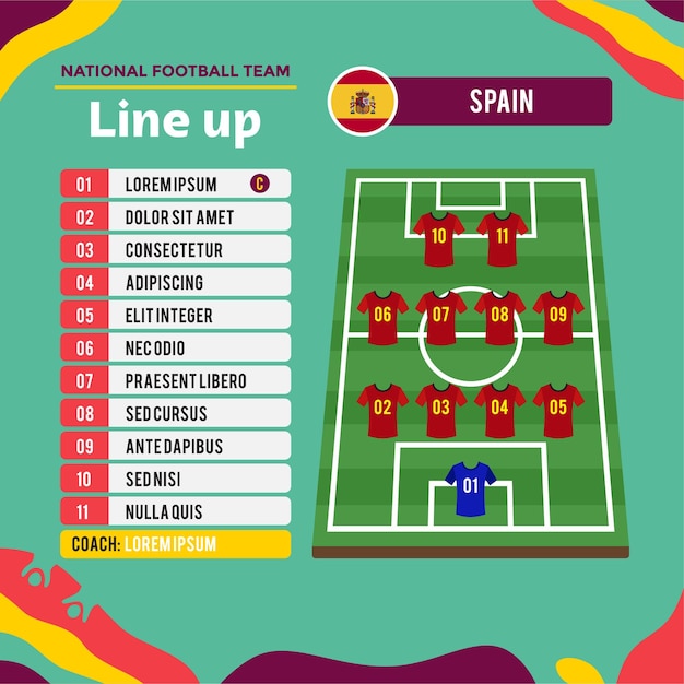 Premium Vector Spain line up football u17 team