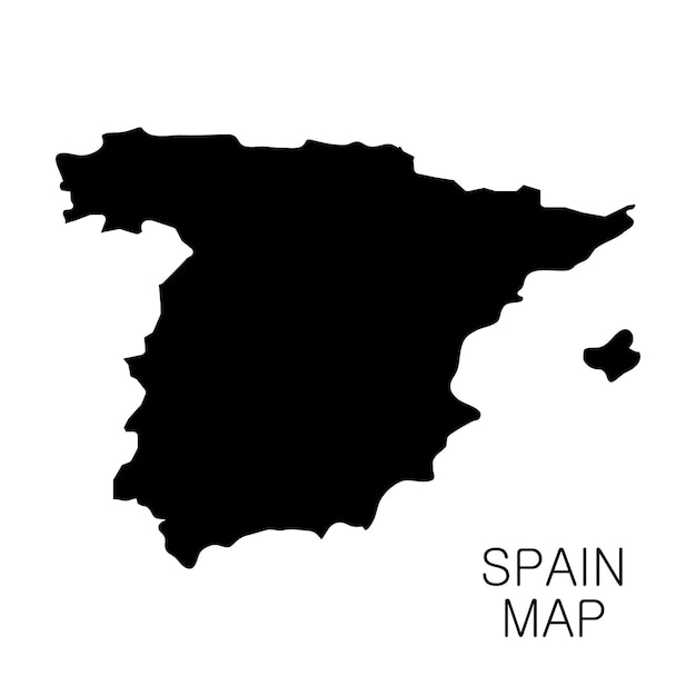 白い背景に分離されたスペインの地図と国名