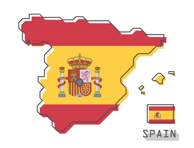 スペインの地図とフラグ