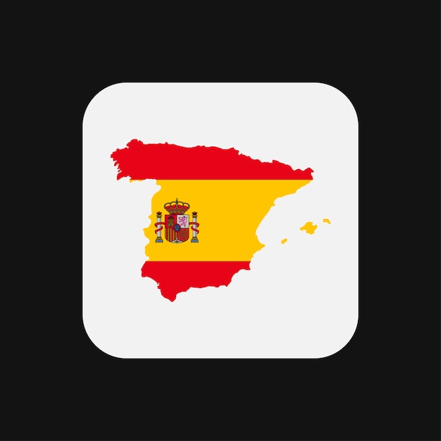 Spain map silhouette with flag on white background