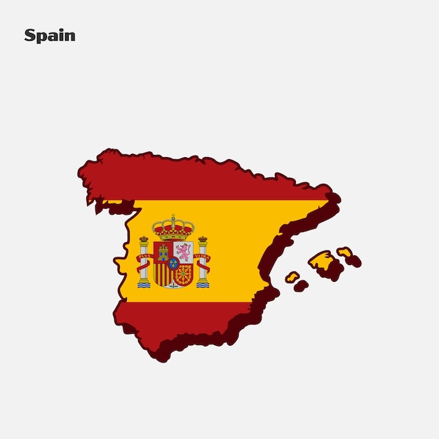 Spain nation flag map infographic