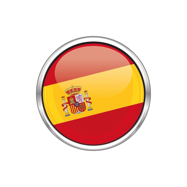 Spain national circle button flag vector