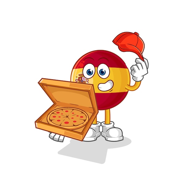 Vettore personaggio dei cartoni animati di vettore del ragazzo di consegna della pizza della spagna