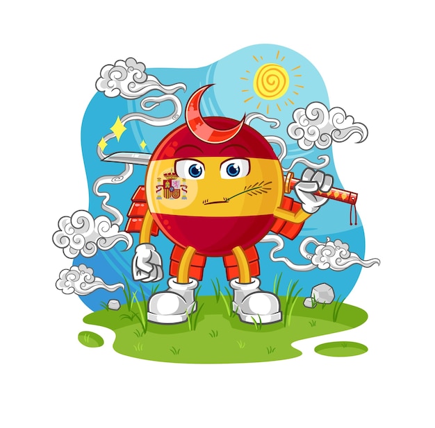 Spain samurai cartoon cartoon mascot vector