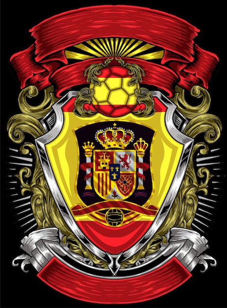 Spain soccer illustration isolated on black background for poster, t-shirt print, business element.