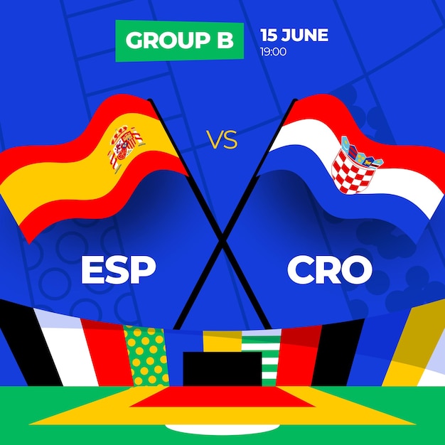 Premium Vector Spain vs Croatia football 2024 match versus 2024 group
