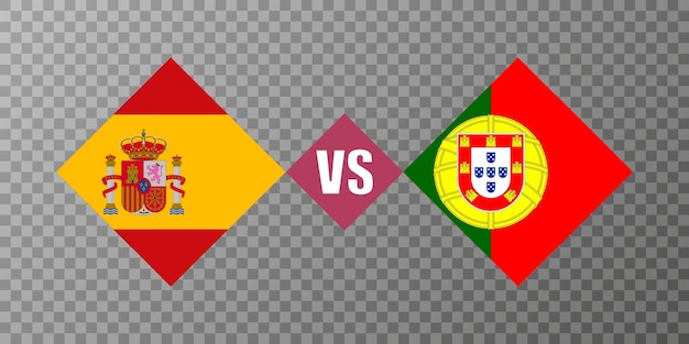 Spain vs Portugal flag concept Vector illustration