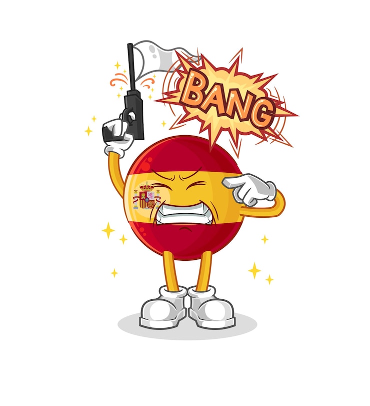 Vector spain warning shot mascot cartoon vector