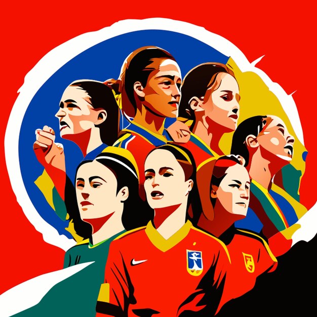 Vettore illustrazione vettoriale della vittoria della squadra nazionale di calcio femminile spagnola