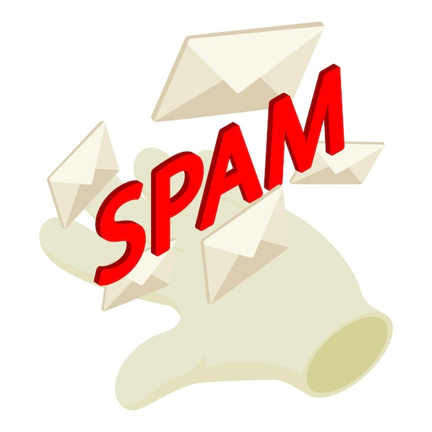 Spam-aanval icoon isometrische vector gesloten spam-envelop en menselijk hand icoon massale mailing marketing internettechnologie