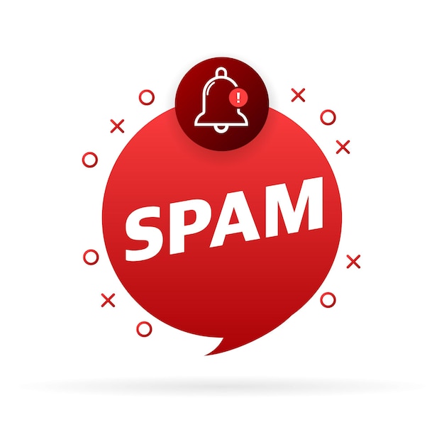 Concetto di casella di posta di notifica della campana di spam. hacking della casella di posta elettronica, avviso di spam