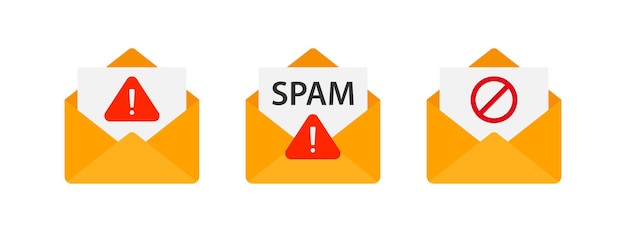 spam email icon virus mail message symbol malware letter signs hacker protection symbols internet scam icons vector sign