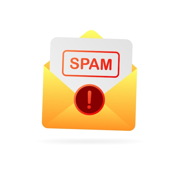 Vector spam message flat yellow spam envelope scammers beware vector icon