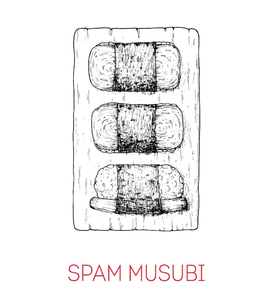 Premium Vector Spam musubi hawaiian food hand drawn vector